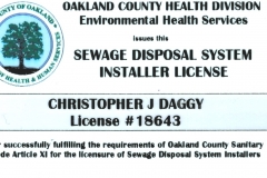 Sewage Disposal Installer License
